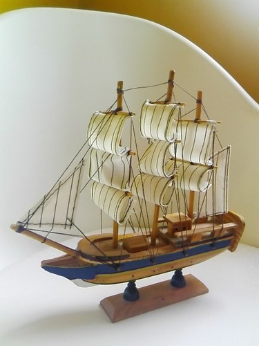 Vintage segelschiff aus holz - vintage,